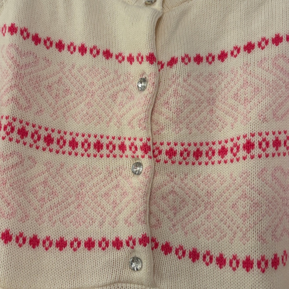 3 for 25! Basic Editions Women’s Cream and Pink Patterned Sweater, size L‎ - Picture 4 of 6